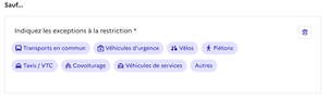 Après avoir cliqué sur "Définir une exception"