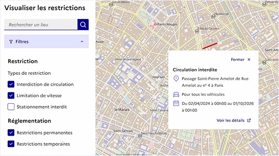 illustration d'un arrêté de circulation sur une carte